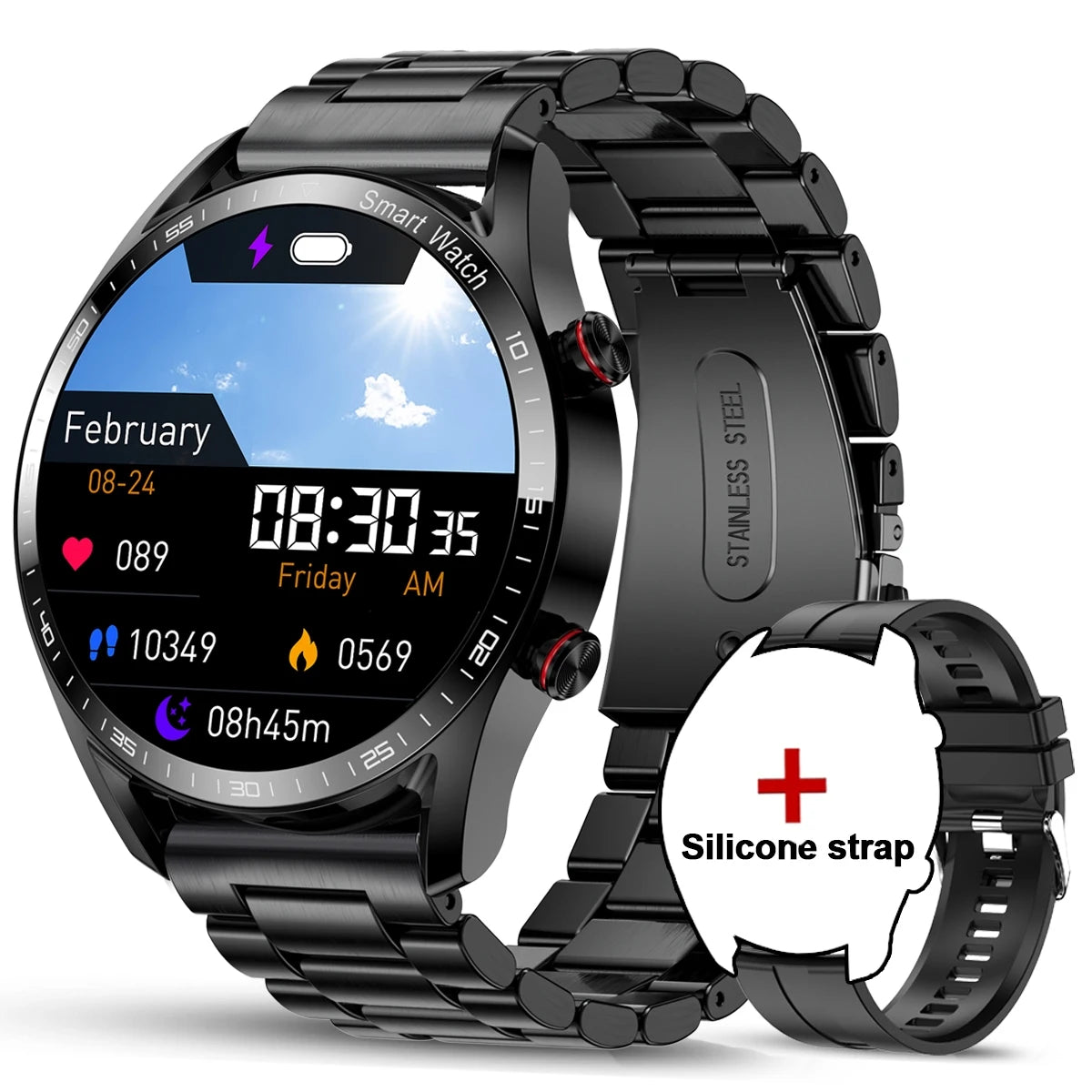 New 1.53Inch Bluetooth Call Smart Watch Men Multi-Sport Mode Heart Rate Health Monitoring Waterproof Business Smartwatch